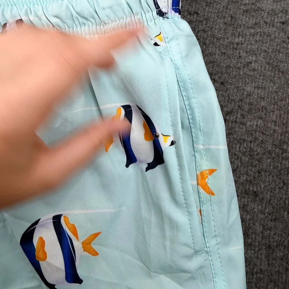 Brooklyn‎ Cloth Kent Ave Volley Swim Trunks Mens Small Light Blue Tropical Fish